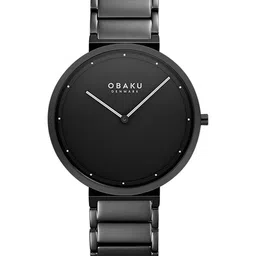 Obaku Men Black Brass Mother of Pearl Dial & Black Stainless Steel Bracelet Style Straps Digital Watch-image-59