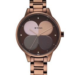 Titan Women Brown Embellished Dial & Stainless Steel Bracelet Style Straps Analogue Watch-image-71
