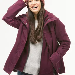 FORCLAZ By Decathlon Women Burgundy Waterproof 3 in 1 Travel Trekking Jacket-image-47