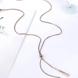 Designs & You Rose Gold-plated Stainless Steel Geometric Tassel Pull-out Pendant-18