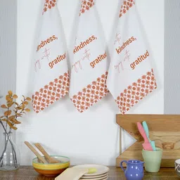 TARAN LIVING Off White 3 Pieces Printed Cotton Kitchen Towels-99