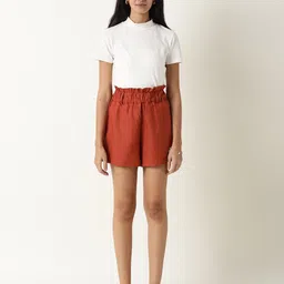 RAREISM Women Rust Tencel Shorts-image-1