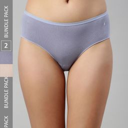 Enamor Pack Of 2 Mid-Rise Antimicrobial And Stain Release Cotton Basic Briefs-image-5
