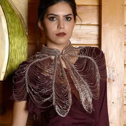 ODETTE Women Party Acrylic Crop Tie-Up Shrug-19