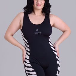 Keepfit Plus Size Geometric Printed Medium Coverage Quick Dry Legsuit-8