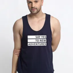 Friskers Men Navy Blue Solid Printed Innerwear Vests-image-91