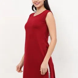 Fleximaa Women Maroon Pure Cotton Longline Top-picture-22