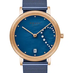 Obaku Women Blue Brass Printed Dial & Blue Stainless Steel Bracelet Style Straps Analogue Watch V248LHVLML-image-11
