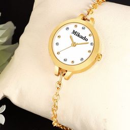 Mikado Women Stainless Steel Bracelet Style Straps Analogue Watch-Gold girl-image-78