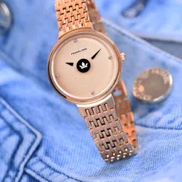 Franklord Women Brass Embellished Dial & Stainless Steel Bracelet Style Straps Analogue Watch F-119 RRLL-image-69