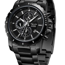 Alexandre Christie Men Black Dial & Black Stainless Steel Bracelet Style Straps Analogue Watch 6141MCBIPBA-14