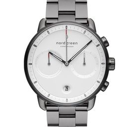 Nordgreen Men White Dial & Gunmetal Toned Steel Straps Analogue Watch PI42GM3LGUXX-50