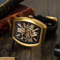 EARNSHAW Men Leather Bracelet Style Straps Analogue Automatic Motion Watch ES-8271-01-46