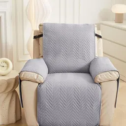 HOUSE OF QUIRK Grey Printed Recliner Single Seater Quilted Water-Repellent Sofa Mat-image-78