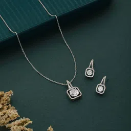 Saraf RS Jewellery Silver Plated American Diamond Stone Studded Jewellery Set-46