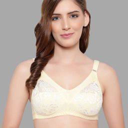 KYODO Yellow Floral Full Coverage Non Padded Bra-38