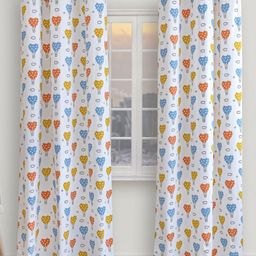 HOMEMONDE White & Blue 2-Pieces Quirky Room Darkening Window Curtains-48