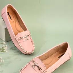 Greentech Buckle Detail Round Toe Ballerinas-17