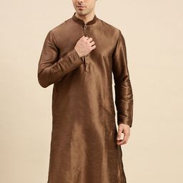Sanwara Men Brown Solid Straight Kurta-image-18
