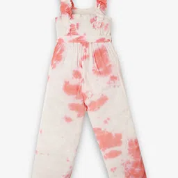 Ed-a-Mamma Girls Tie-Dye Square Neck Waist Tie-Ups Pure Cotton Culotte Jumpsuit-58