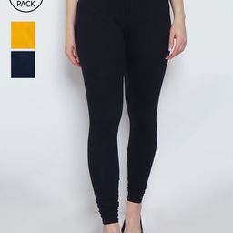 GRACIT Women Pack Of 3 Super Comed Four Way Lycra Solid Leggings-image-32
