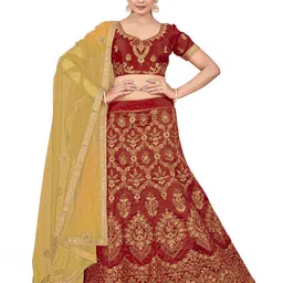 MANVAA Embroidered Zari Semi-Stitched Lehenga & Unstitched Blouse With Dupatta-image-97