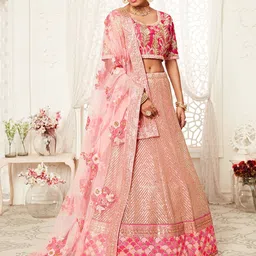 FABPIXEL Embroidered Sequinned Semi-Stitched Lehenga Choli With Dupatta-picture-30