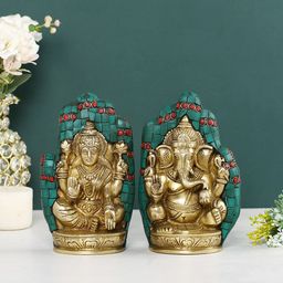 CraftVatika 2 Pieces Ganesh Idol Brass Ganpati Statue sculpture murti god Showpieces-image-42