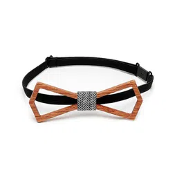 Alvaro Castagnino Men Brown & Black Printed Wooden Bow Tie-image-55