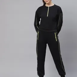 Laabha Women Black Solid Tracksuit-image-26