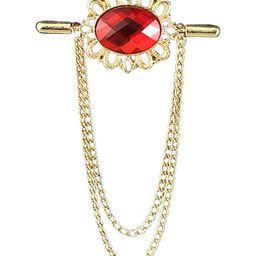 SYGA Men Stone Studded Lapel Pin Chain Tassel Brooch-picture-37