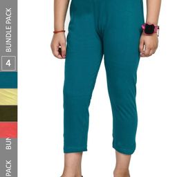 IndiWeaves Girls Pack Of 4 Pure Cotton Capris-image-100