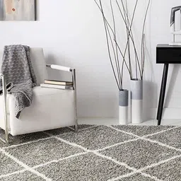 AaHo Decor Beige & White Geometric Shaggy Woolen Carpets-22