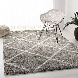 AaHo Decor Grey & White Geometric Woolen Anti-Skid Shaggy Rectangular Carpet-picture-3