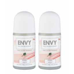 Envy Set Of 2 Pearl White Long Lasting Alcohol Free Roll-On Deodorant - 50ml Each-52
