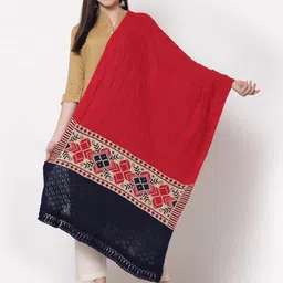 KLOTTHE Women Red & Navy Blue Woven Design Stole-15