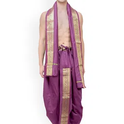 Exotic India Ready To Wear Meenakari Dhoti And Angavastram Set-picture-45