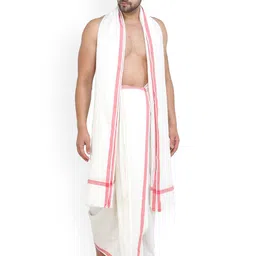 Exotic India Cotton Dhoti With Angavastram-image-48