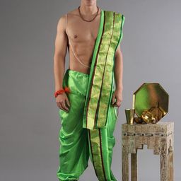 Exotic India Ready to Wear Dhoti With Angavastram Set-picture-27