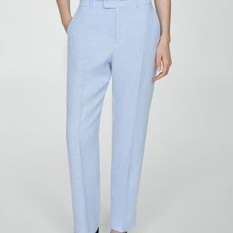 MANGO Women Straight Fit Linen Trousers-image-98