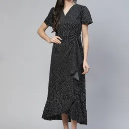 Cottinfab Black & White A-Line Midi Dress-image-90