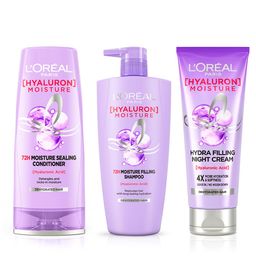 LOreal Paris Set of Hyaluron Moisture Shampoo 1000ml + Conditioner 180ml + Cream 180ml-50