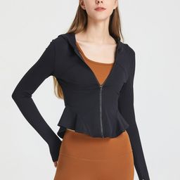 JC Collection Hooded Lightweight Crop Training or Gym Open Front Jacket-picture-7