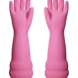 RBGIIT Pink 2 Pieces Cleaning Anti-Slip Kitchen Gloves-image-70