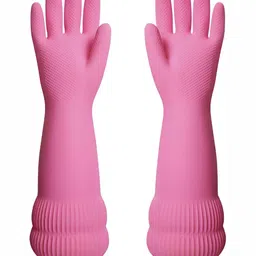 RBGIIT Pink 2 pieces Non-Slip Cotton Lining Kitchen Gloves-34