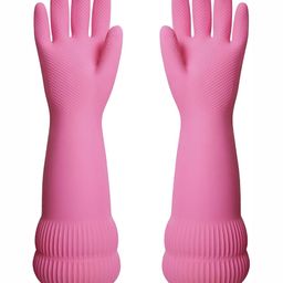 RBGIIT Pink 2 Pieces Textured Anti Slip Cleaning Gloves-18