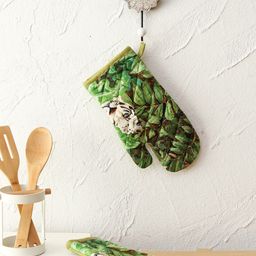 House This Set Of 2 Green Printed Kitchen Gloves-23