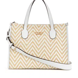 GUESS Chevron Woven Design Structured Handheld Bag-0