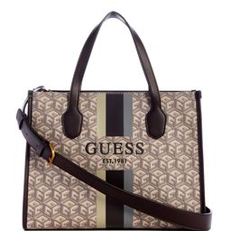 GUESS Brand Logo Printed Structured Handheld Bag-image-61