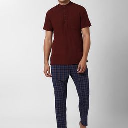 Peter England Men Maroon & Navy Blue Night suit-picture-48